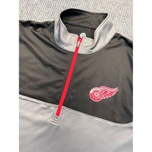 NHL Detroit Red Wings Mens Gray Black Quarter Zip Pullover Medium